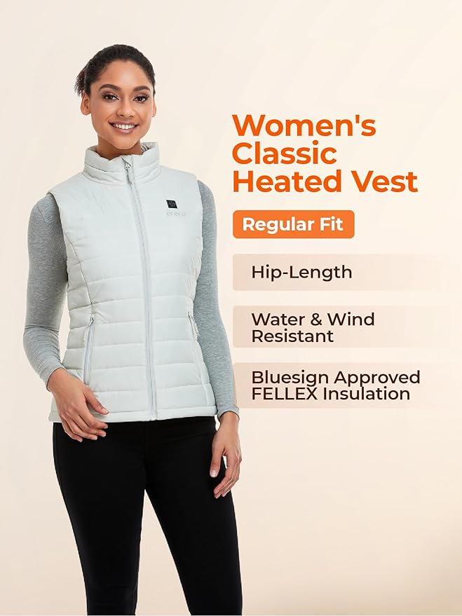 ORORO Women's Lightweight Heated Vest with USB-C Rechargeable Battery, Puffer Classic Heating Vest