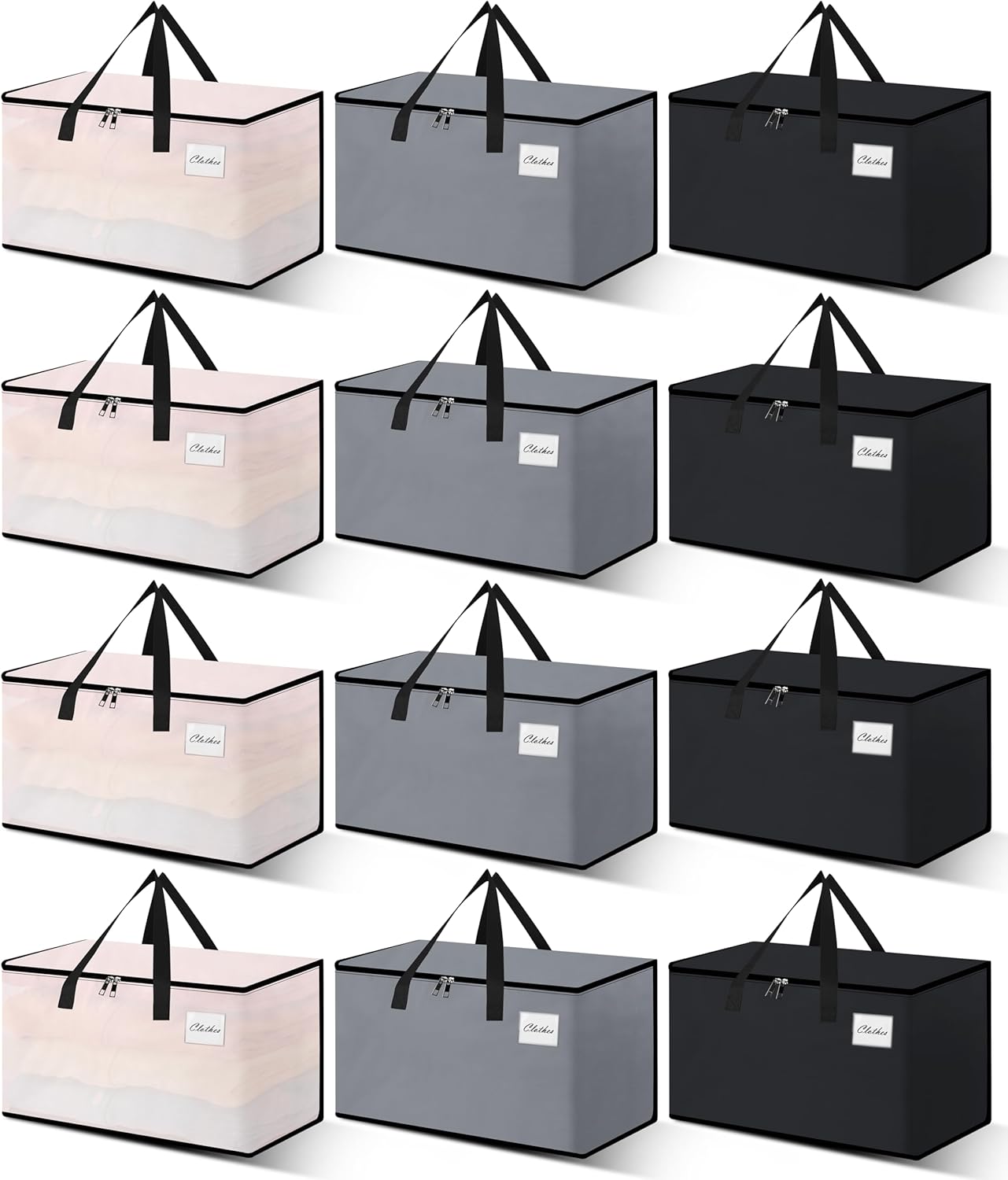 Heavy Duty Moving Bags and Moving Boxes - Extra Large Packing Bags and Storage Totes, Collapsible and Foldable Option for Moving and Storage, Multicolored, 93 L - 12 Pack