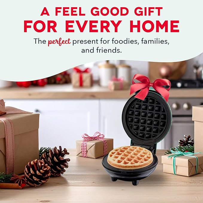 DASH Mini Maker for Individual Waffles, Hash Browns, Keto Chaffles with Easy to Clean, Non-Stick Surfaces, 4 Inch, White