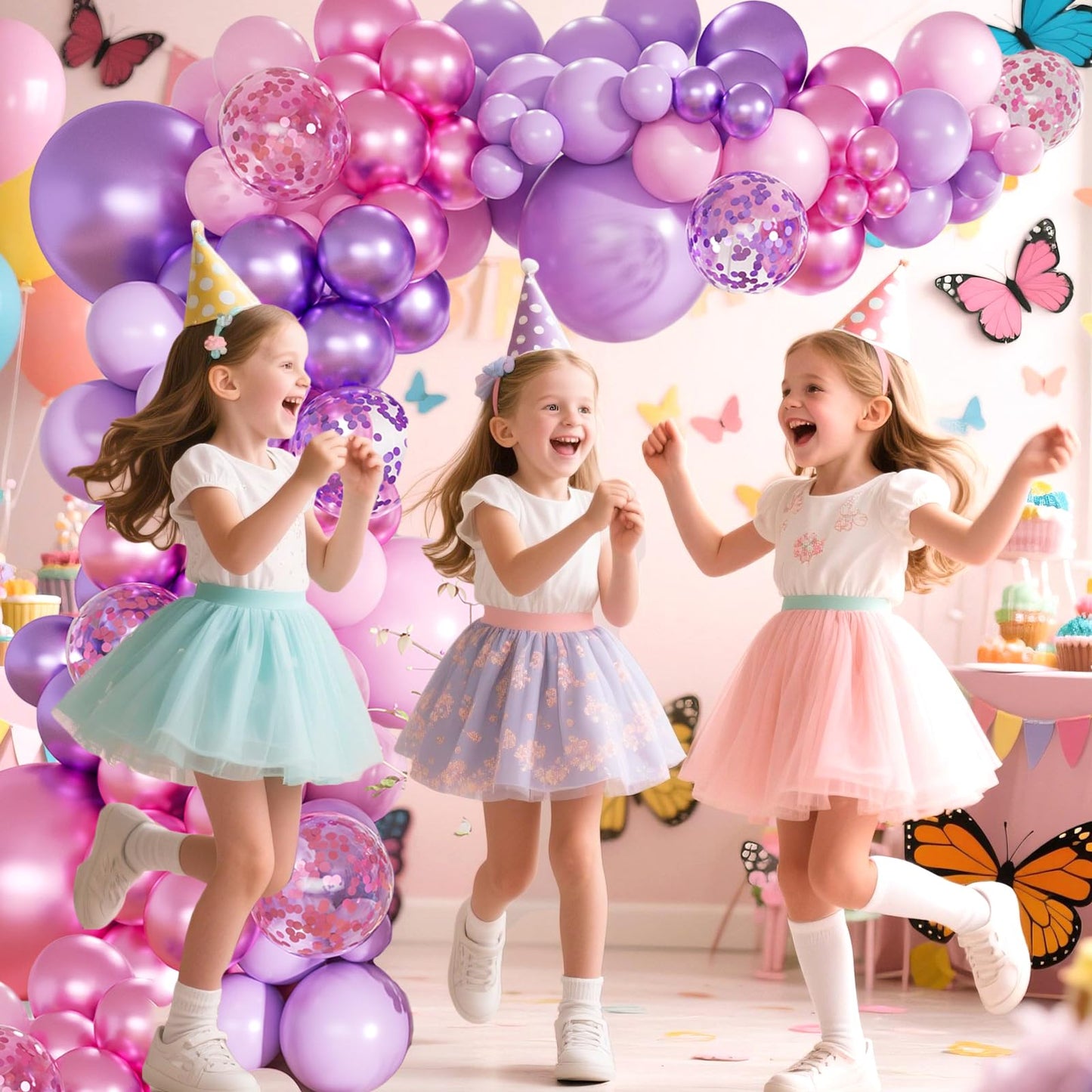 Pink Purple Balloon Garland Arch Kit,160Pcs Metallic Purple Magenta Balloons Pink and Purple Confetti Balloons with Heart Foil Balloon for Girl Birthday Bridal Baby Shower Party Decoration