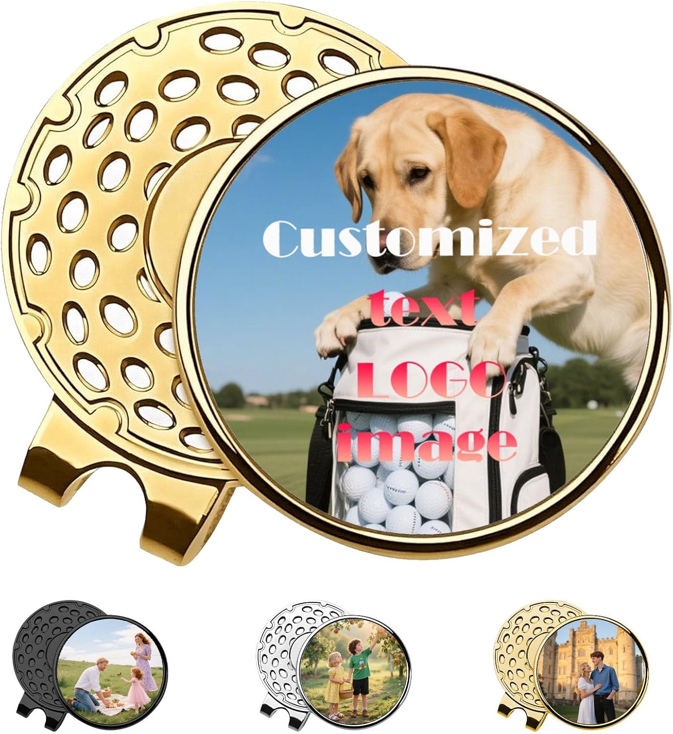 Custom Golf Ball Marker with Magnetic Hat Clip, Personalized Golf Ball Marker Hat Clip, Personalized Hat Clip Ball Marker with Photo, Logo, Name, Unique Gift for Golfers, Dad, Mom, Coach