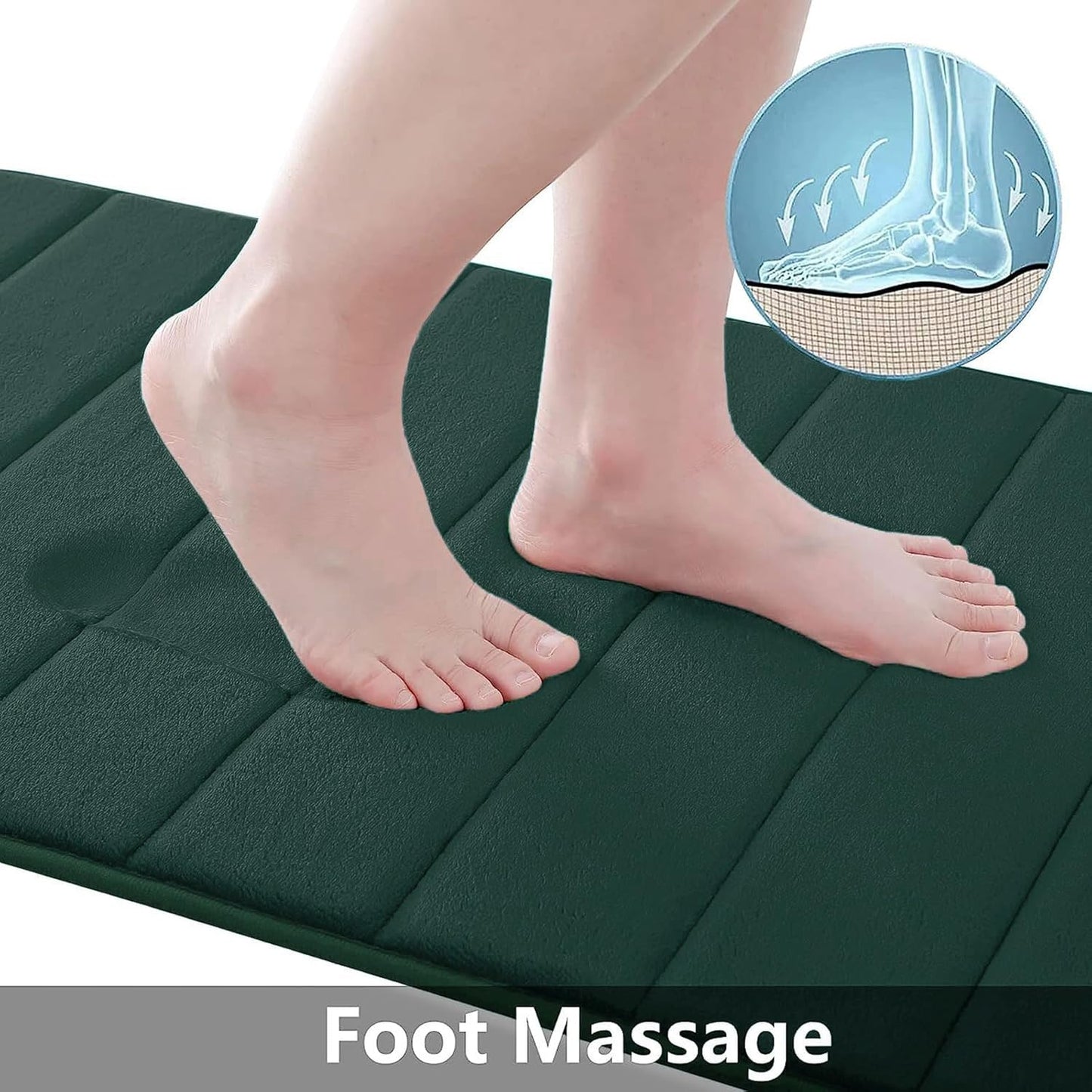 Buganda Memory Foam Bath Mat, 60" x 24", Ultra Soft and Non-Slip Bathroom Rugs, Water Absorbent and Machine Washable Bath Rug Runner for Bathroom, Shower, and Tub, Dark Green