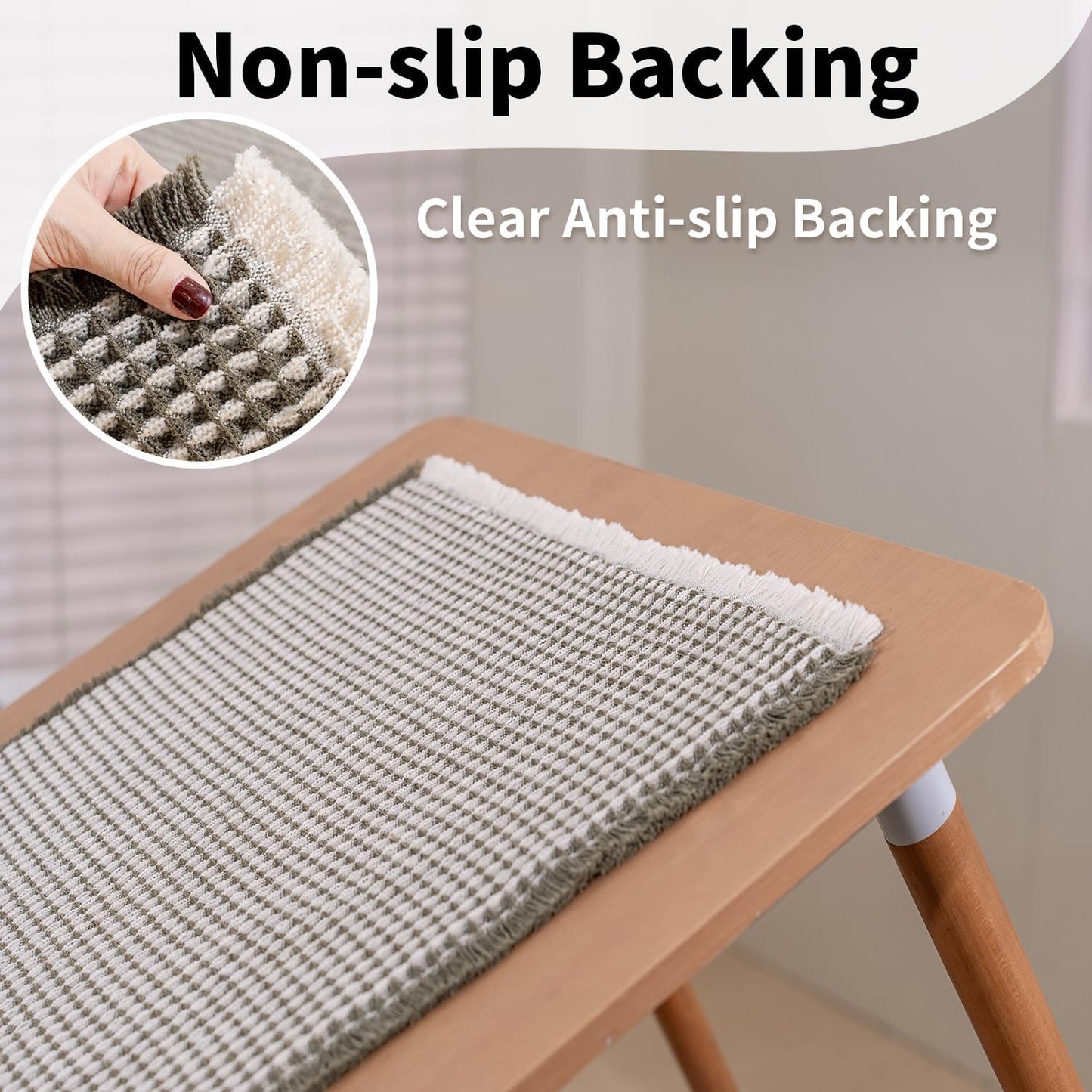 Waffle Bath Mat - Boho Bathroom Rugs Non Slip Washable, Super Absorbent & Quick Dry, Soft Bath Mat Farmhouse Bathroom Decor, 24'' x 48'', Olive Green and White