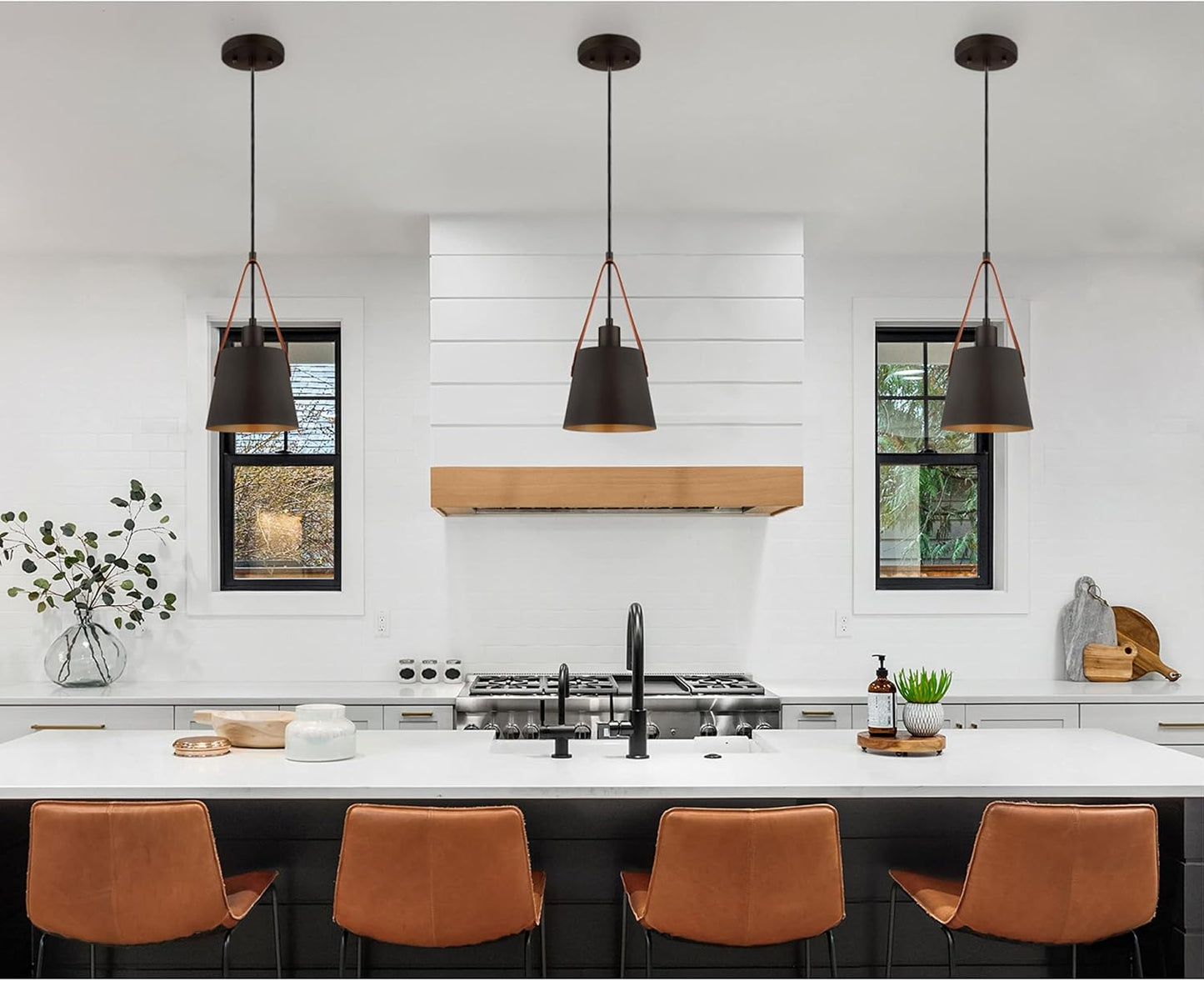 Westinghouse 6125300 Pasco Contemporary One Light Indoor Mini Pendant, Black-Bronze Finish with Leather Strap