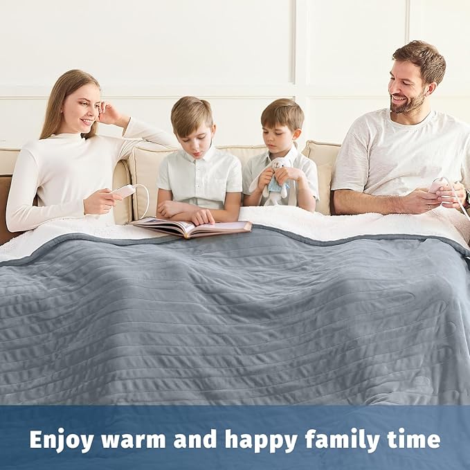 Heated Electric Blanket Queen Size - 84" x 90" Heating Blanket with Dual Control, 10 Heating Levels & 8 Hours Auto Off, Soft Warm Flannel Blanket, Christmas Birthday Gifts for Senior Grandma