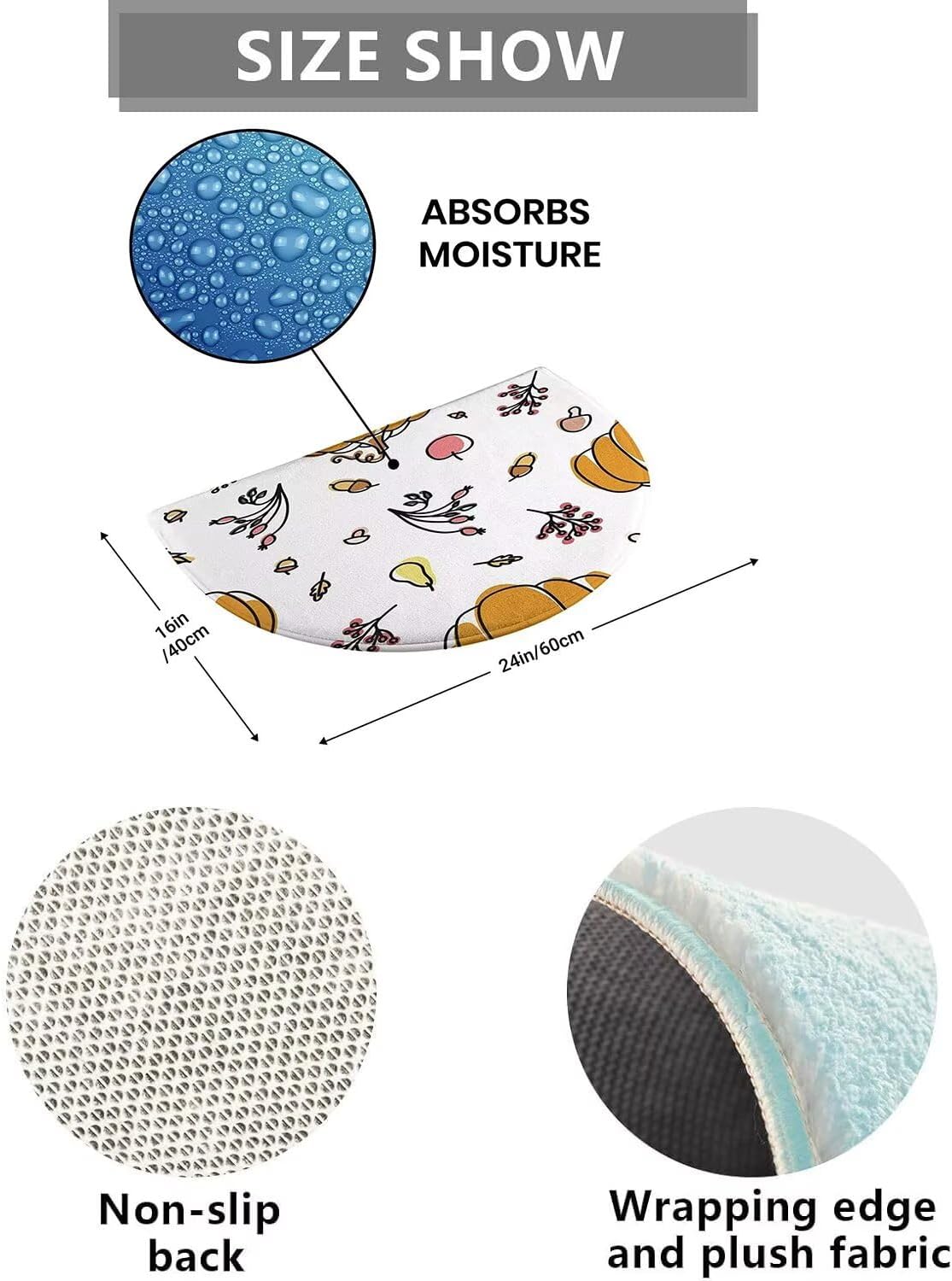 Bathroom Rugs White Polka Dot Black Half Round Door Mat Half Circle Area Rug Doormat Home Decor Rug Front Welcome Entrance Way Mat for Indoor Kitchen Bedroom 16x24 Inch
