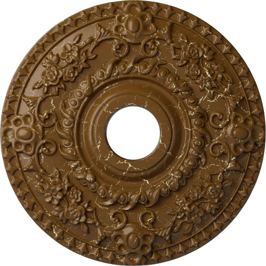 Ekena Millwork Cm18Rostc Rose Ceiling Medallion, Smokey Topaz Crackle