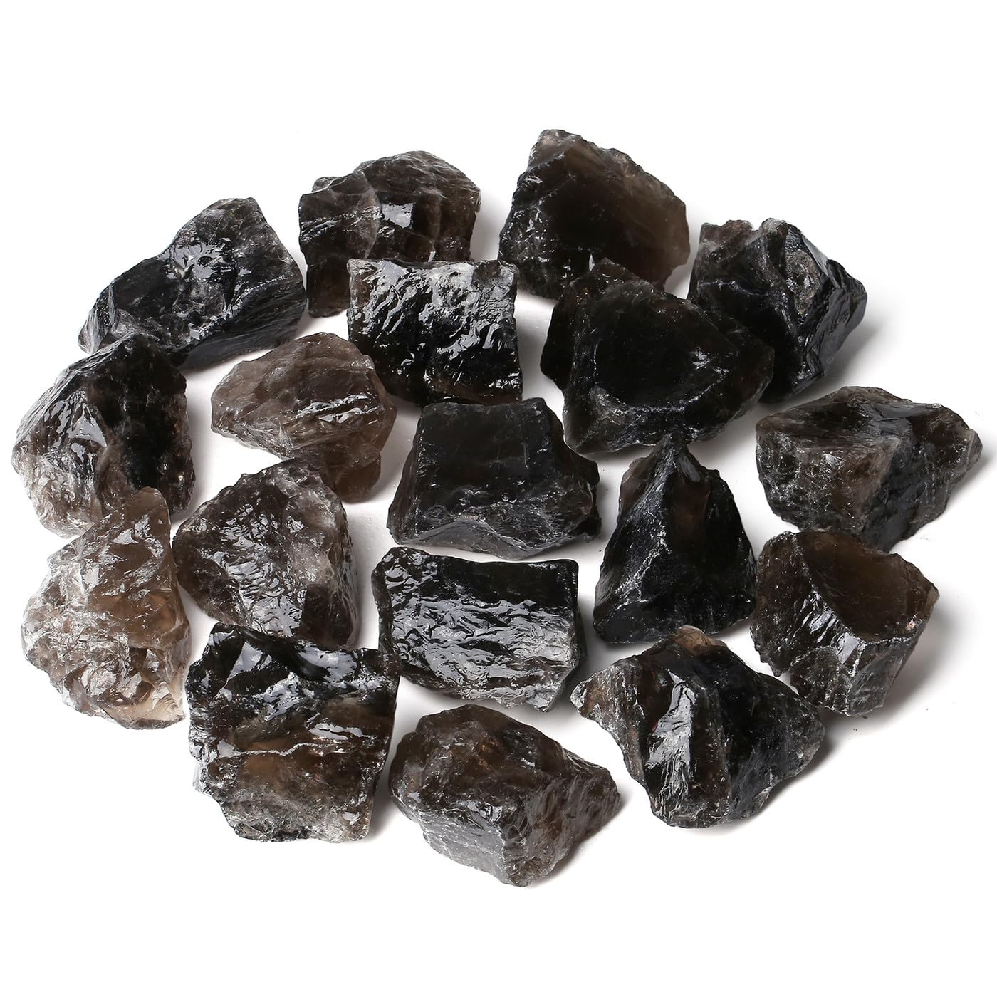 ZHIYUXI 1lb Smoky Quartz Raw Crystals Bulk Large Crystals 2" Quartz Crystals and Stones Rocks for Tumbling Gemstones for Meditation, Wicca, Cabbing, Fountain Rocks, Wire Wrapping, Decoration