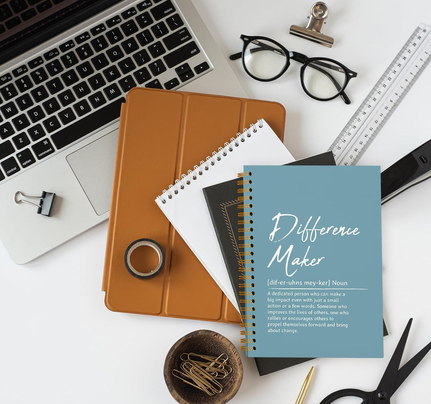 OXW Blue Meeting Notebooks for Work, Difference Maker Gift Office Work Notebook Journal for Writing Note Taking, Thank You Gifts for Women Men Leader Boss Mentor Manager Principal, 5.5"x8.3"
