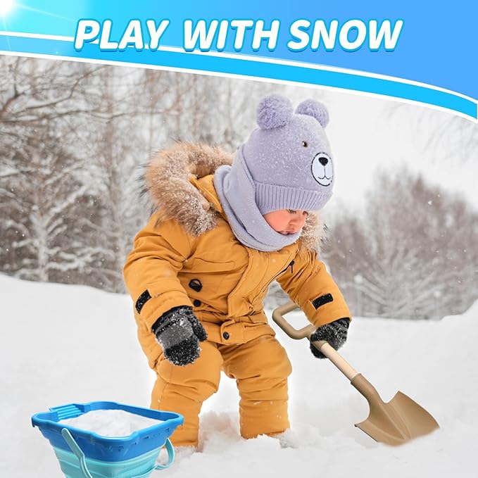16" Beach Sand Shovels Toys for Kids, Jumbo Gardening Tool Kits, Sturdy Long Wooden Spade for Sand Snow Digging, ABS Plastic Scoops Gift for Summer Winter Camping Backyard Planting ( Avocado 3PCS )
