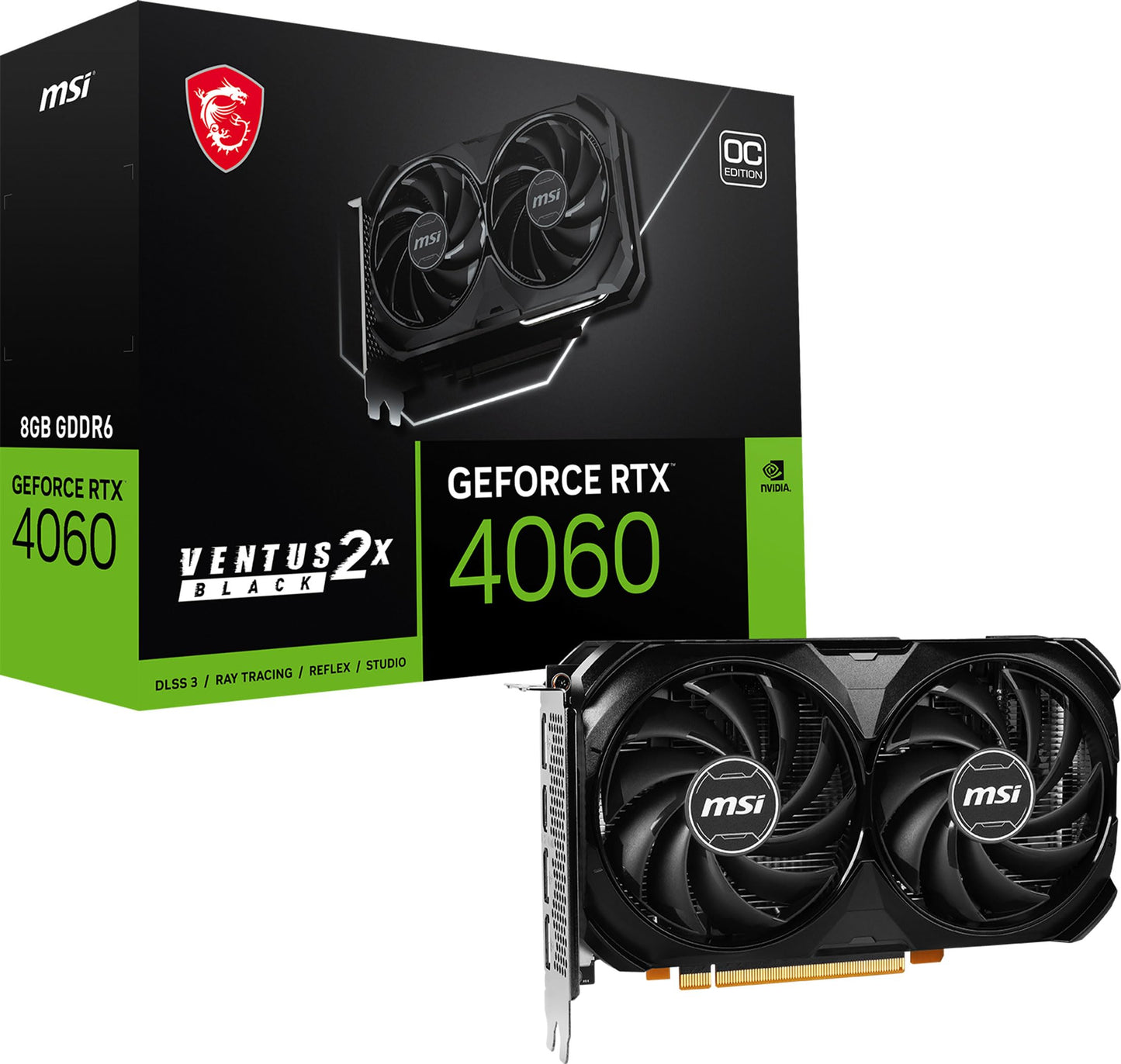 MSI GeForce RTX 4060 8GB GDDR6 Graphics Card - 2505 MHz, 128-Bit, TORX Fan 4.0, Model: VENTUS
