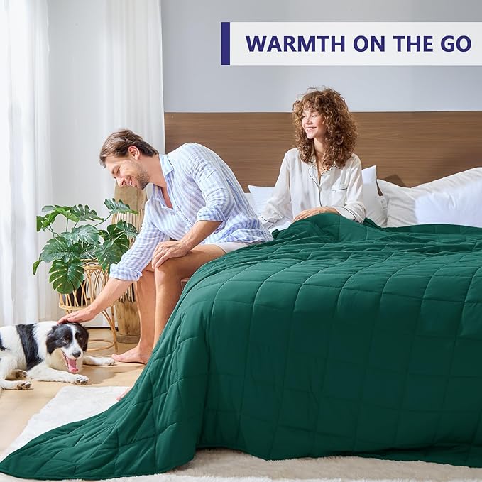 King Size Weighted Blanket for Adults (20 lbs, 80” x 87”, Dark Green) Cooling Heavy Blanket for Sleeping Perfect for 190-210 lbs, Breathable Blanket for Adults & Couple All Season, Machine Washable