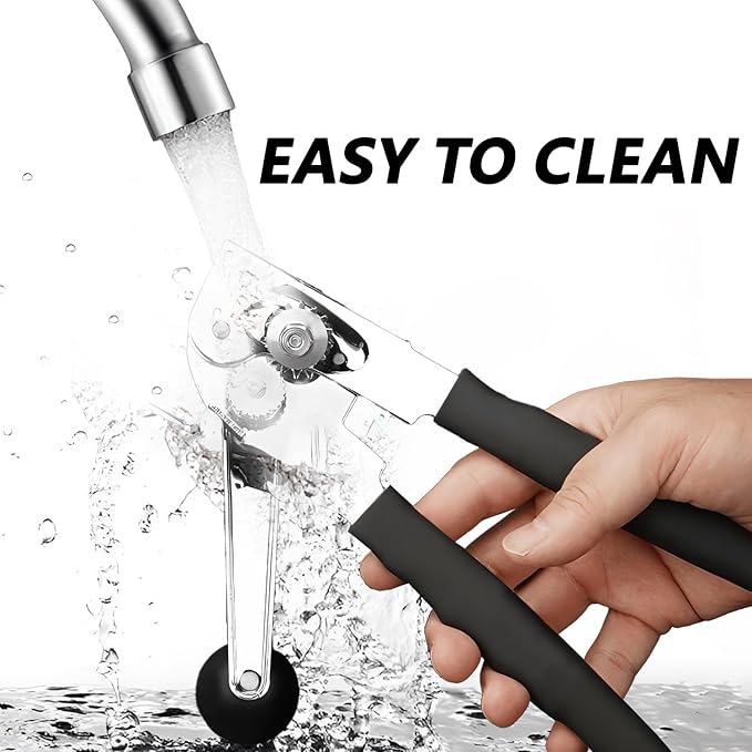Commercial Can Opener, RICKUNCL Hand Crank Can Opener with Magnet, Comfortable Extra-long Handles, Oversized Knob, Professional Ergonomic & Easy for Big Cans