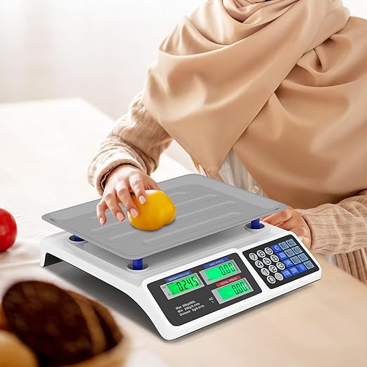 Goplus 66lb Price Computing Scale, Commercial Food Scale with Dual LCD Displays, Rechargeable Battery, Stainless Steel Platform, Price Calculation for Farmers Market, Deli, Meat Shop (Not for Trade)