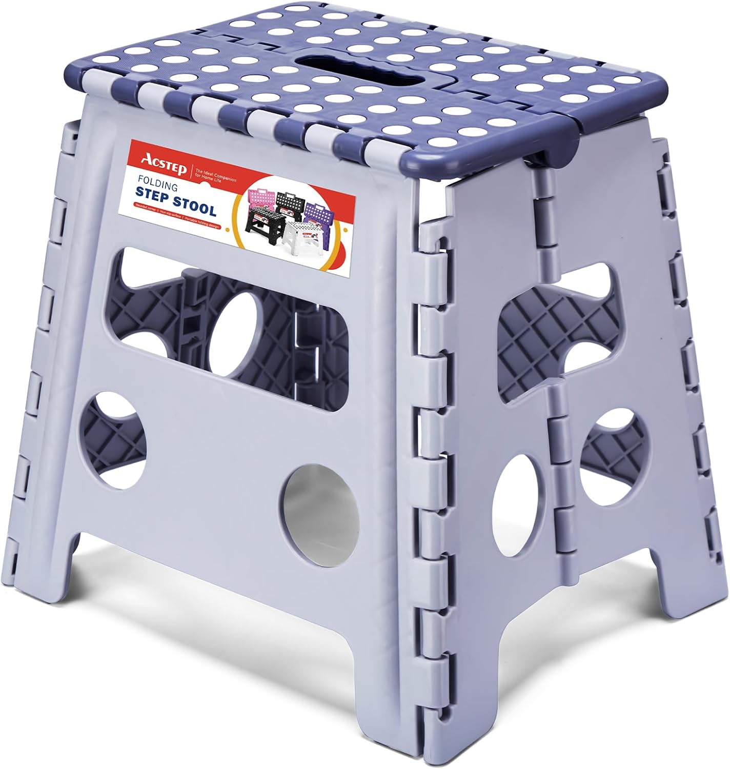 ACSTEP 13 Inch Folding Step Stool,Foldable Step Stools for Kids and Adults 300 LB Capacity, 300 LB Capacit Suitable for Kitchen Fishing (Purple)