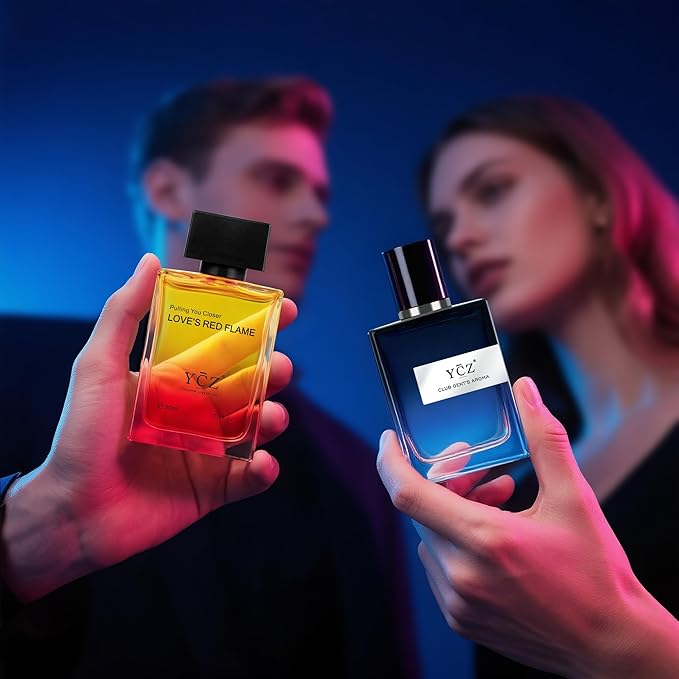 Ycz Cologne for Men Set, 1.7oz(50ml) Bottled Pioneers Perfume and Borrowing Fire Men Perfume, Eau Woody Rose Scent, Highquality Long Lasting, Sleek Bottle Design for Christmas Gifts Ideal