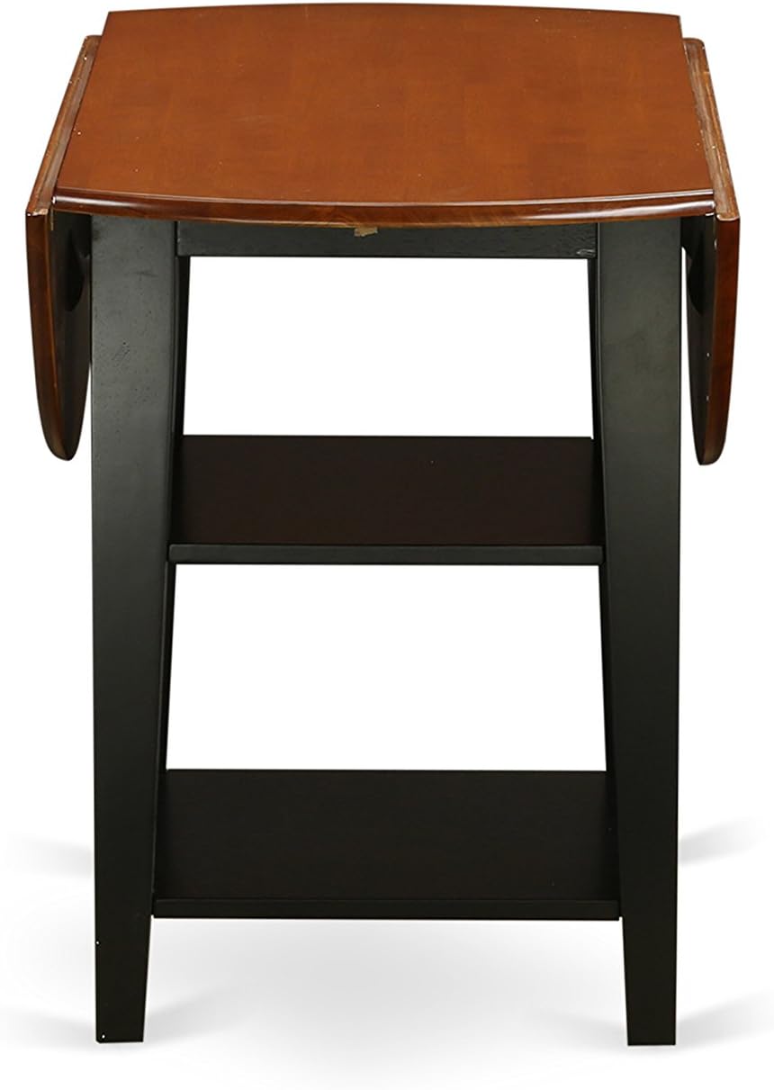 East West Furniture SUAN3-BCH-W 3 Piece Dining Room Table Set Contains a Round Dining Table with Dropleaf & Shelves and 2 Wood Seat Chairs, 42x42 Inch, Black & Cherry