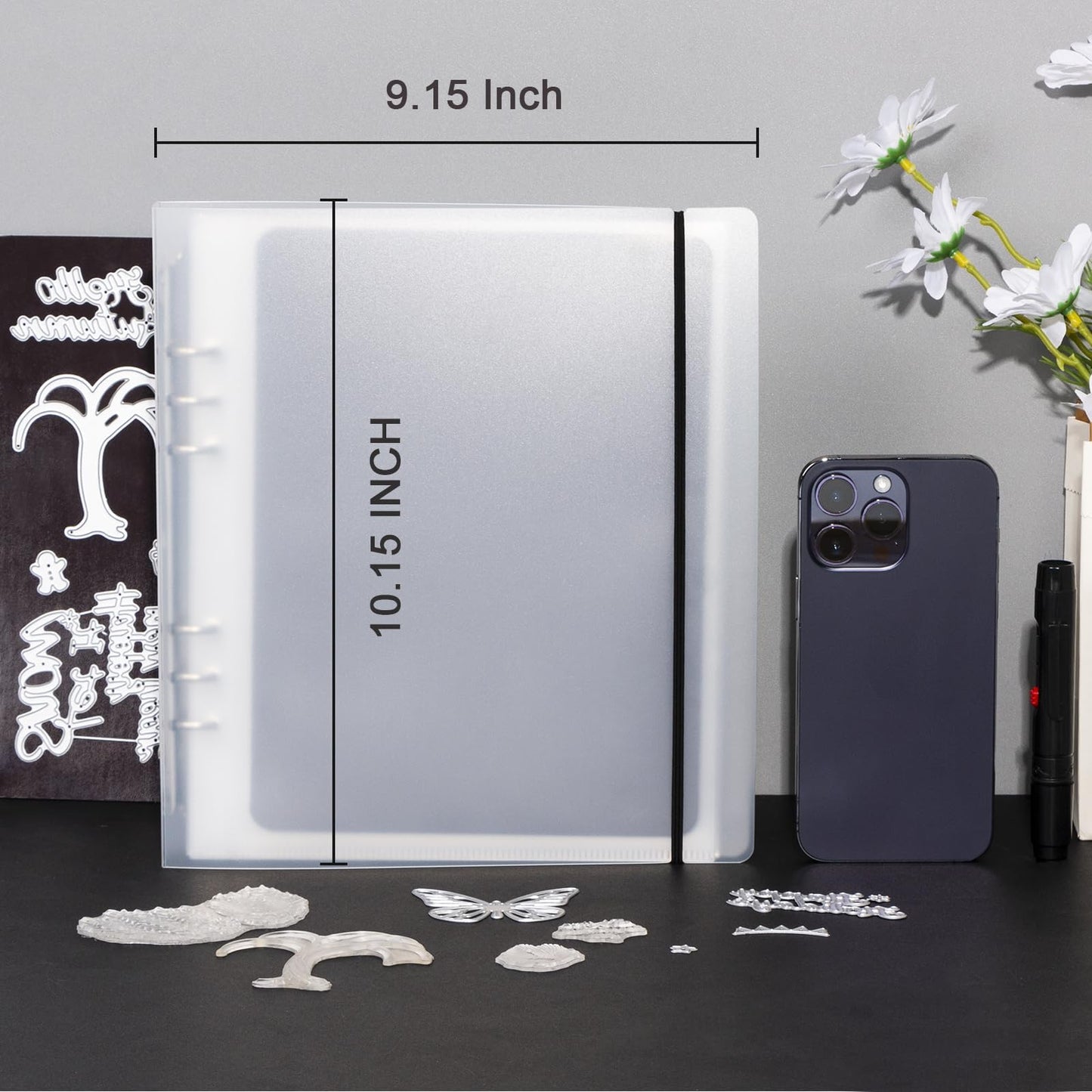 UNIMEIX 9.2 x 6.9 Inch Large Magnetic Sheets for Die Storage with Binder Cover, 12 Pcs Stamp and Die Storage Die Cut Storage for Card Making Supplies