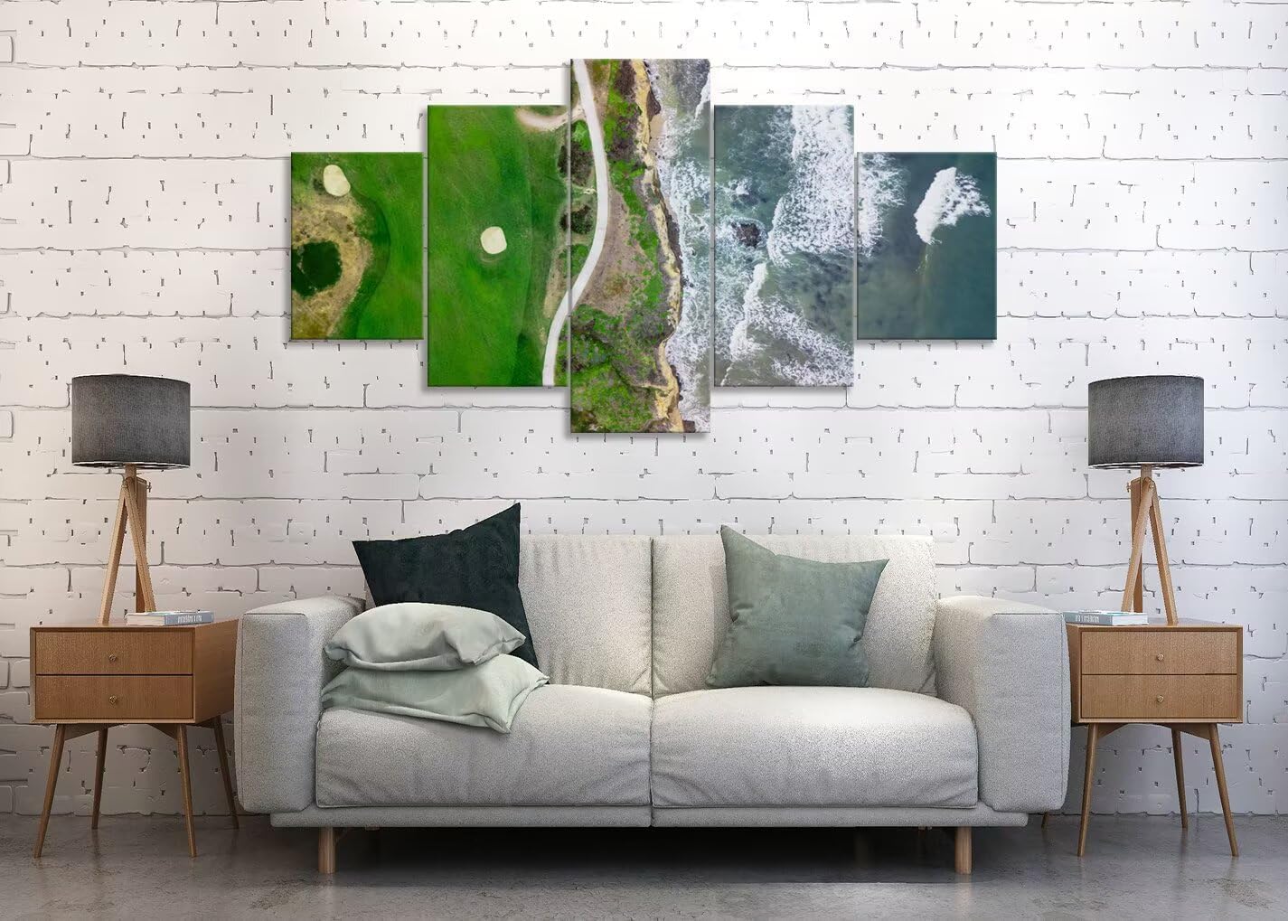 San Francisco California Golf Links Wall Art for Living Room Bedroom Bathroom Home Decorations Half Moon Bay Golf Links Pictures Posters Framed Artwork Canvas Prints Ready to Hang(60''W x 32''H)