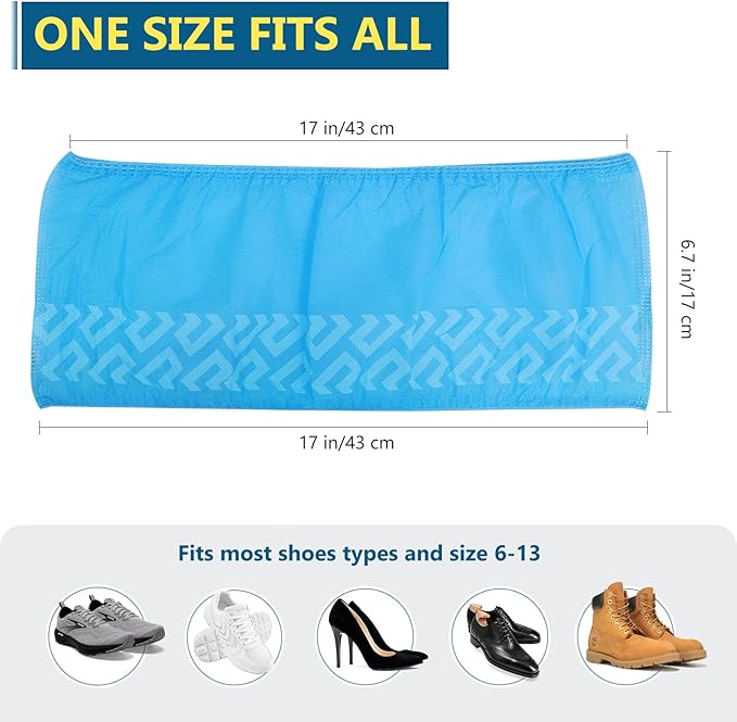 squish 200 Pack Shoe Covers Disposable Non-Slip, Blue Non-Woven Fabric Boot Covers for Indoors Breathable Slip Resistant Durable Boot&Shoes Cover, Protector Covers Fits Virtually Most Shoes