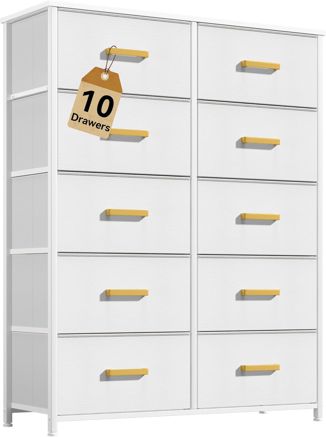 DWVO 10 Drawers Dresser, Fabric Dresser, Fabric Storage Tower, Organizer Unit for Living Room, Hallway, Closets