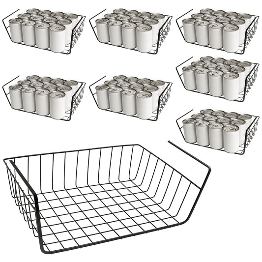 Orepzinc 8 Pcs Under Shelf Basket, Hanging Under Cabinet Wire Storage Rack Slides Under Wire Shelves for Counter Pantry Desk Bookshelf