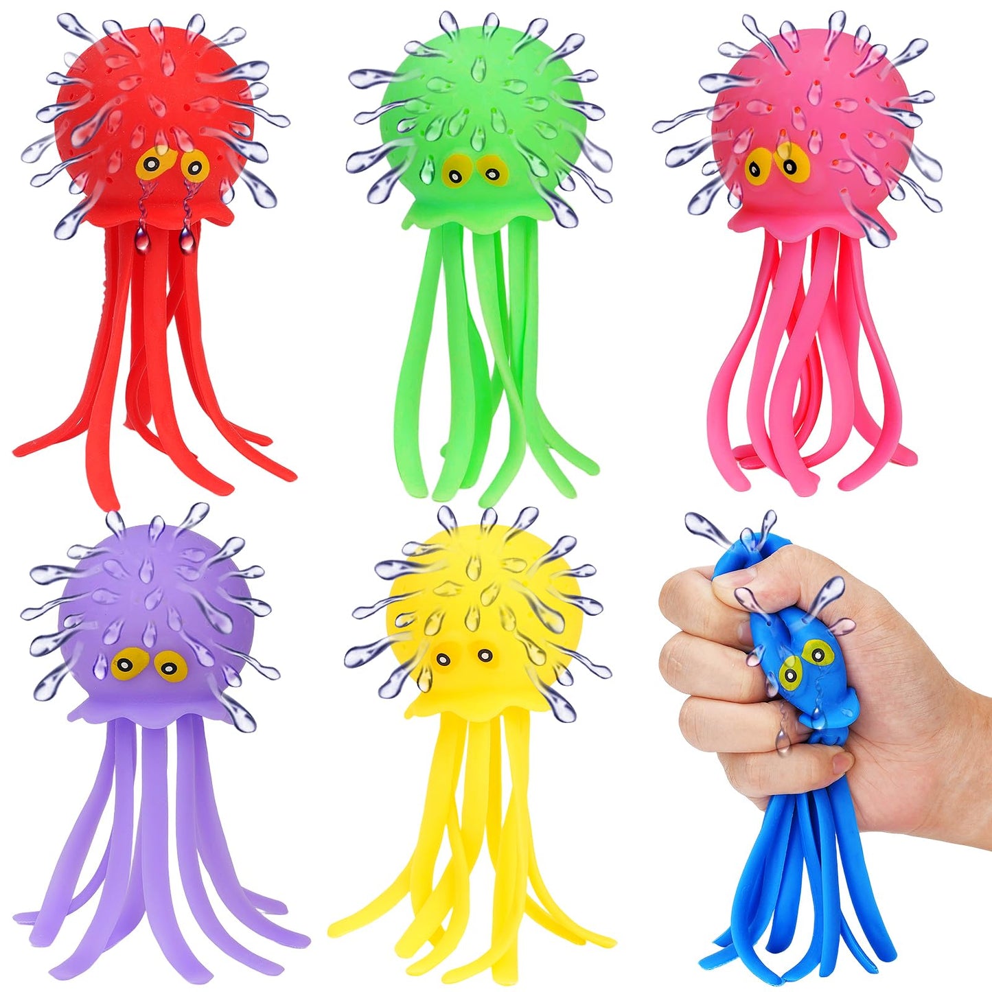 6 Pcs Octopus Water Balls Bath Toy, Sensory Stress Relief Floating Pool Beach Bathtub Toy Reusable Water Bomb Splash Balls, Christmas and Easter Goodie Bag Fillers for Baby Toddler Kids