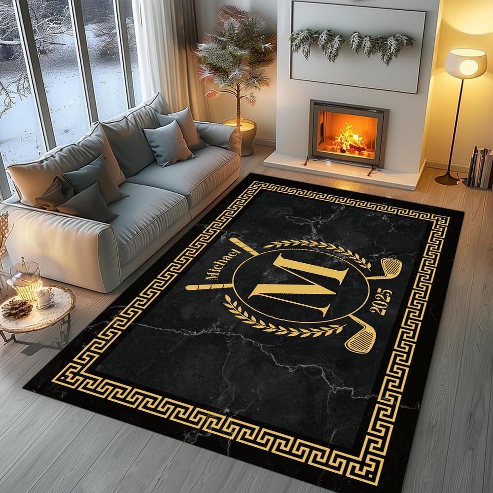 ENCYCOM Personalized Golf Area Rug - Custom Welcome Floor Mat with Family Name, Non Slip Outdoor Entry Rug for Porch, Garage, or Home Decor, Nice Gift for Golf Lover (Golf Rug 01)
