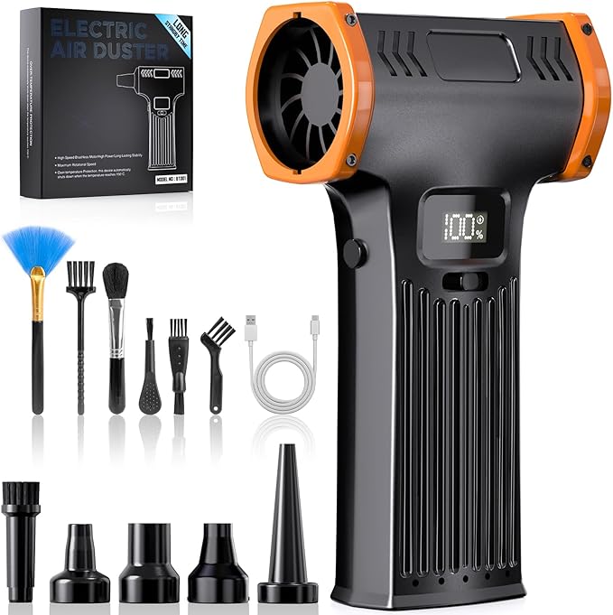 150000RPM Electric Air Duster: Continuously Variable Speed Powerful Air Blower for Computers PC Cleaning - 8000mAh Portable Turbo Fan for Home Car Office - College Back to School Gifts