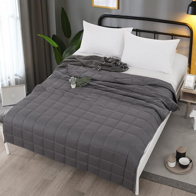 ZonLi Weighted Blanket for Adults (60"x80", 25lbs, Dark Grey) Queen Size High Breathability Cooling Heavy Blanket, Soft Material with Premium Glass Beads, All-Season, Easy Care