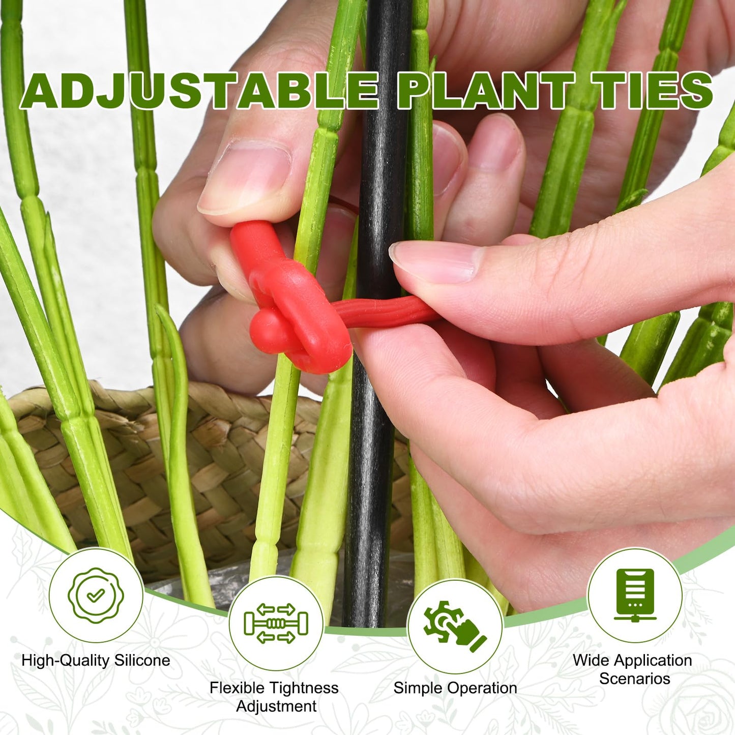 M METERXITY 12-Pack Adjustable Plant Ties, 8inch/20.32cm Silicone Flexible Multi-Function Sturdy Garden Twist Tie for Plant Support/Tree/Shrub/Vine, Reusable Support Twine [Red]