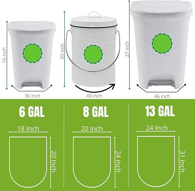1.75-gallon (6.6L) Compostable, Extra-Thick Countertop Waste Bin Bags| Unscented Leak Proof Bags for Office, Home, Bathroom, Bedroom, Car, Kitchen, Pet(Green)1 Pack| 110 Counts. (1.75 Gallon)