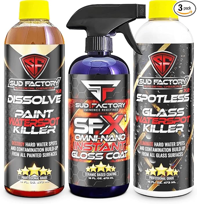 Sud Factory Ultimate Upgraded Paint, Glass Water Spot & Stain Removers Plus Protection Coating for Cars, Homes & Boats Bundle Of 3
