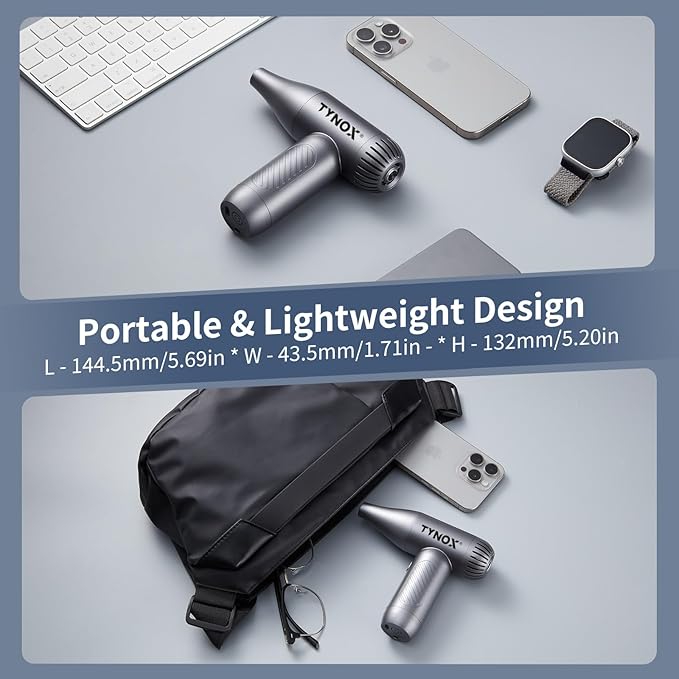 Electric Air Duster Kit, 3 Gears and Turbo Mode Dual Purpose Compressed Air Duster, Mini Vacuum Cleaner for Computer, Car, Keyboard and Home & Outdoor Dust Cleaning