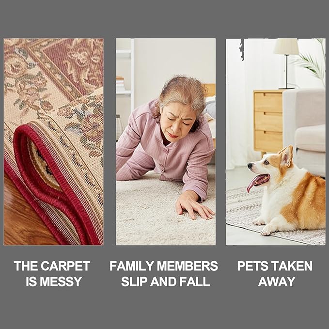 24 PCS Rug Tape，Rug Gripper Pads，Non Slip Rug Grippers，Non Slip Rug Pads for Hardwood Floors and Tiles，Hold Carpet in Place on Hardwood Floors and Ceramic Tile.