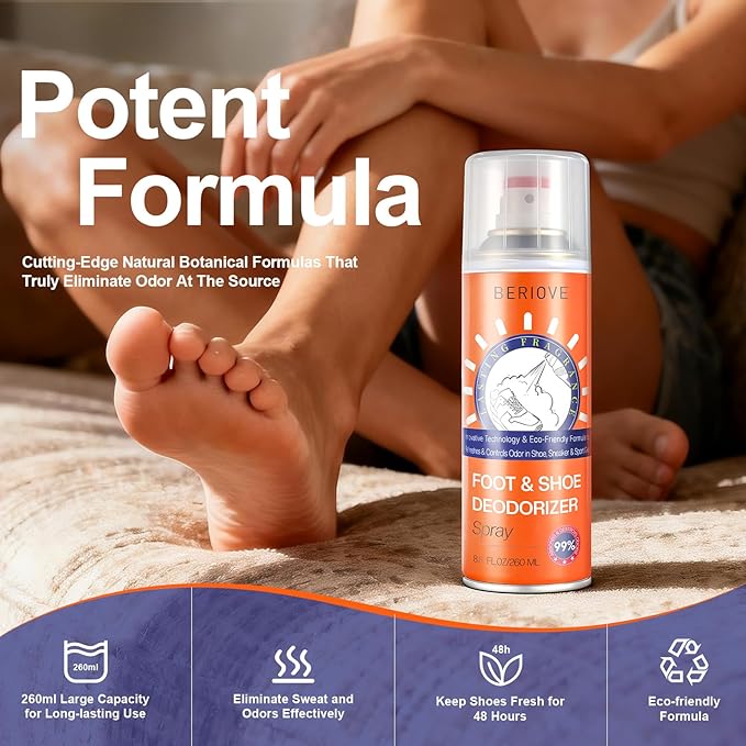 Long-Lasting Shoe Deodorizer Spray : Foot Odor Eliminator for Men’s & Women’s Shoes - Shoe Odor Eliminator for All Footwear Types (3 Pack)