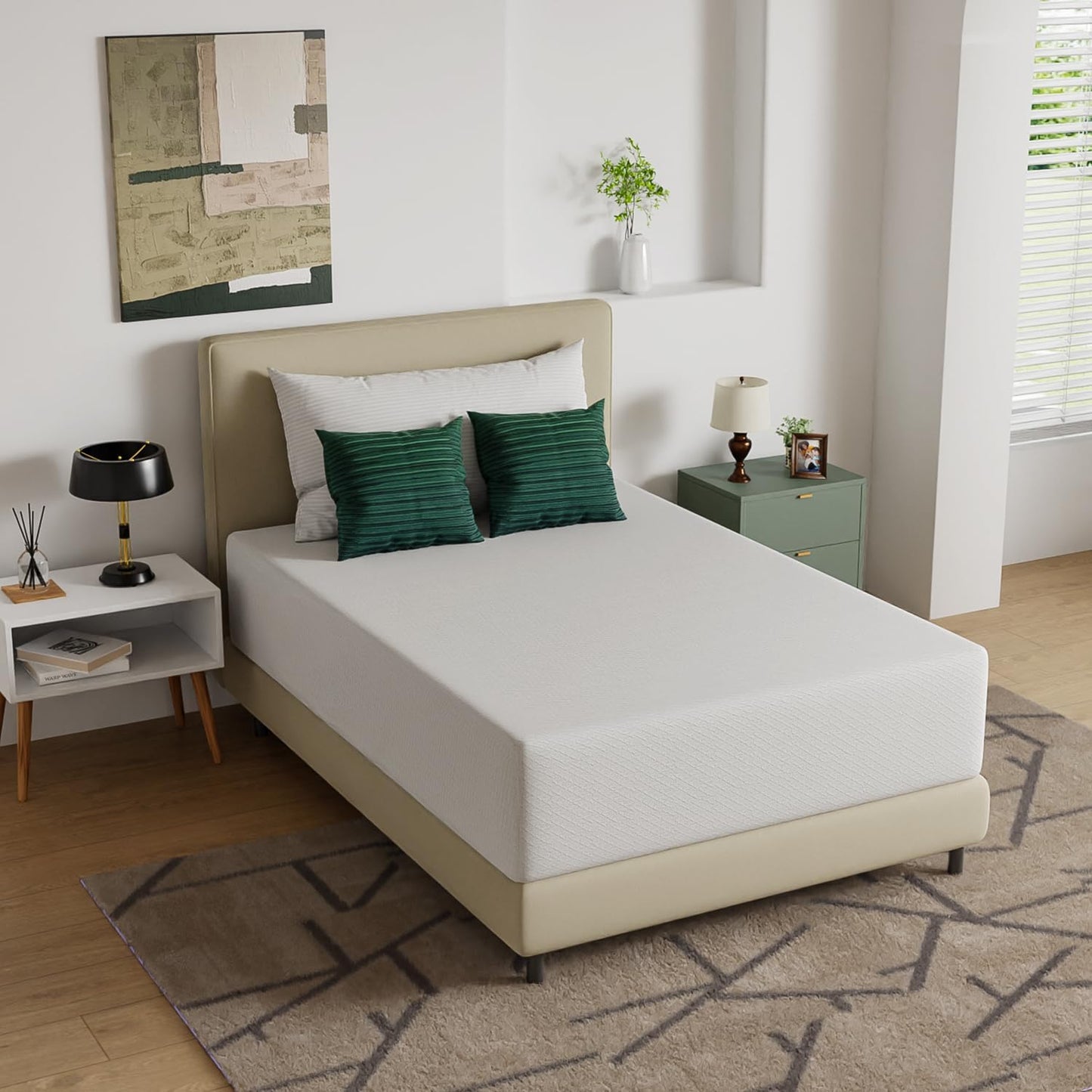 FDW | 14 Inch Full Mattress | Medium Firm | Gel Memory Foam Mattress | White | Bed in a Box, CertiPUR-US Certified | Pressure Relief, Cooling Ventilated Foam | Washable Removable Cover