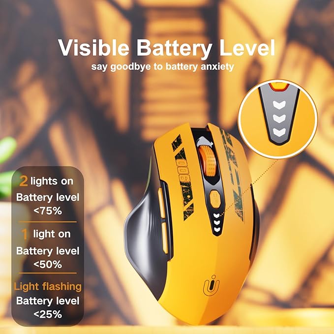 Uineer Wireless Bluetooth Mouse,[Upgraded] Rechargeable Computer Mice (BT 5.0/4.0+2.4G Hz) with Visible Battery Level, 4 Adiustable DPl, Portable PC Mouse for MacBook Chromebook