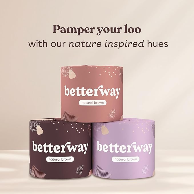 Betterway Unbleached Bamboo Toilet Paper Rolls - Eco-Friendly 3 Ply Toilet Tissue - 12 Long-Lasting Rolls - 360 Sheets/Roll - Organic, FSC Certified, Septic Safe TP - Lint-Free, PFAS-Free Bath Tissue