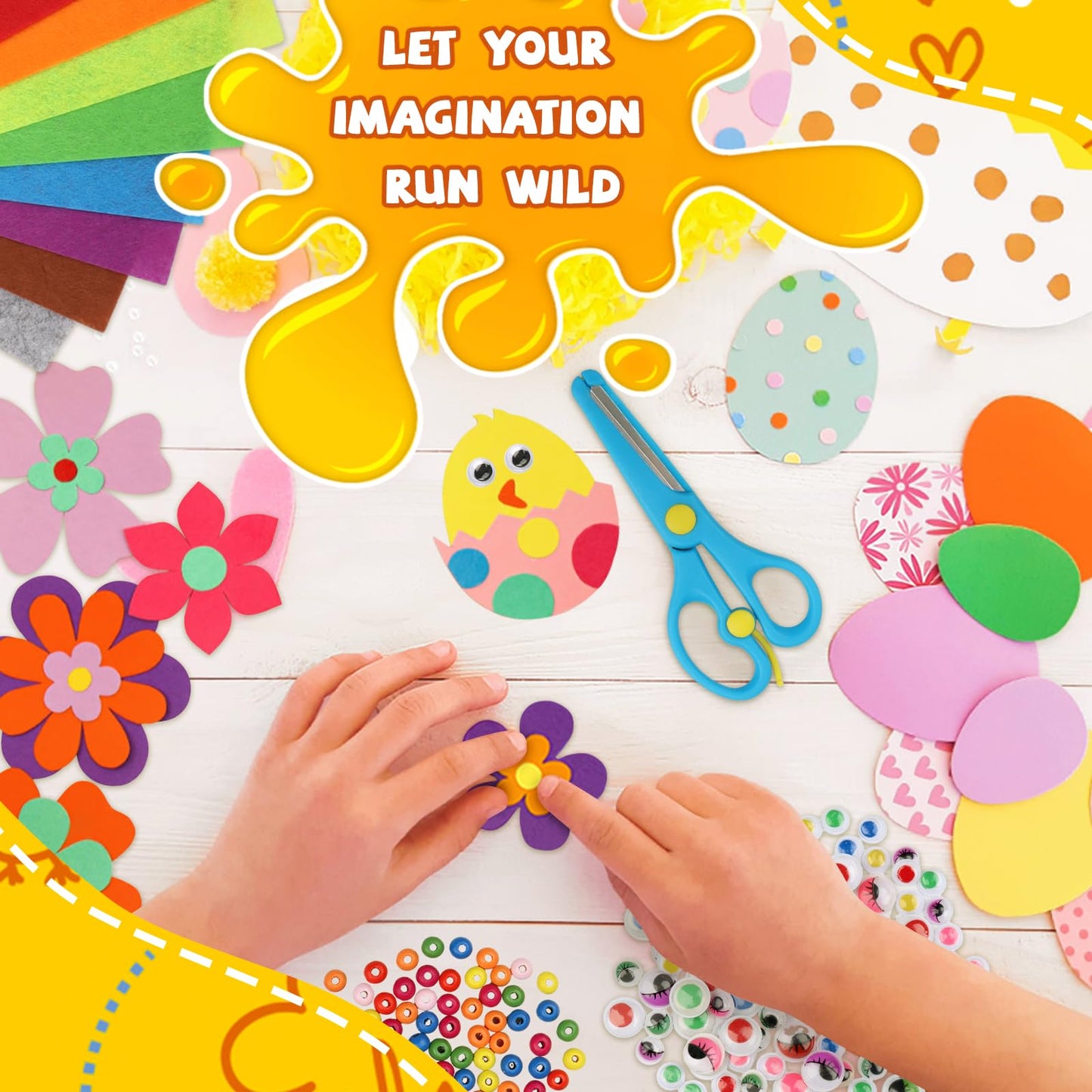 DOITEM Pipe Cleaners Craft Supplies, 1800Pcs Arts and Crafts Supplies DIY School Craft Project Including Pipe Cleaner Pom Poms Craft Kits for Kids Over 8 Years Old