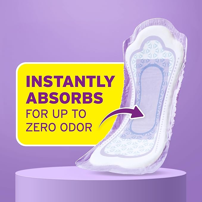 Poise Incontinence & Postpartum Pads for Bladder Leaks, 5 Drop Maximum Absorbency, Long Length, 84 Count, Packaging May Vary