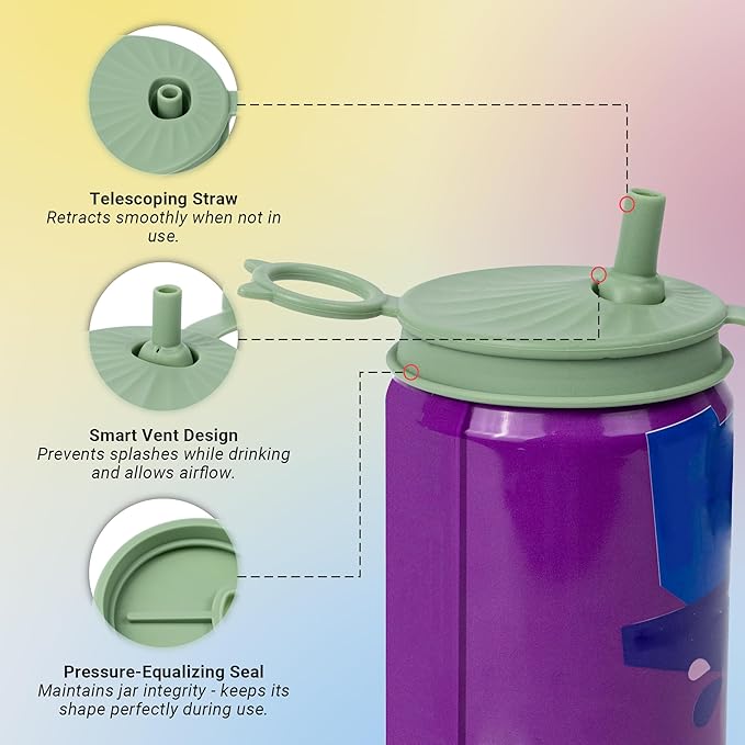 Yuoyar 8 Pcs Silicone Soda Can Lids with Straw - Reusable can covers for soda - Can Toppers to Keep Carbonation