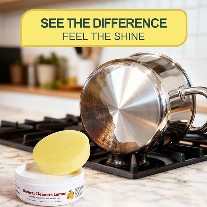 All Purpose Cleaner and Polish Paste - Heavy Duty Oven & Stove Top Cleaner for Kitchen Burnt Pans Glass Cooktops Sinks Tile & White Shoes - Natural Multi Surface Grease Marker & Hard Water Stain