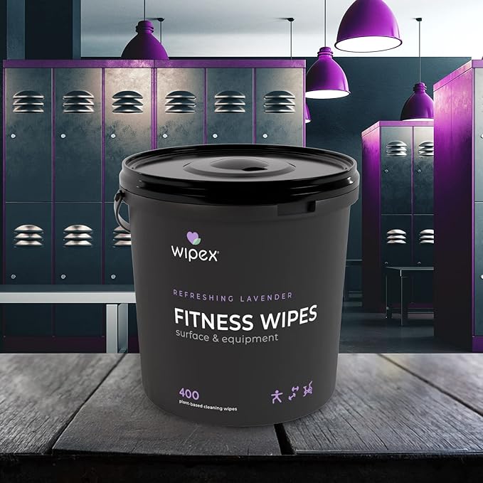 Wipex Gym Wipes – Natural Fitness Equipment Wipes, Plant-Based Cloth - Lavender & Vinegar to Clean Surfaces, Safe Yoga Mat Cleaner, All Purpose Gym Cleaner, Peloton Bikes, 400 Count (2 Pk)
