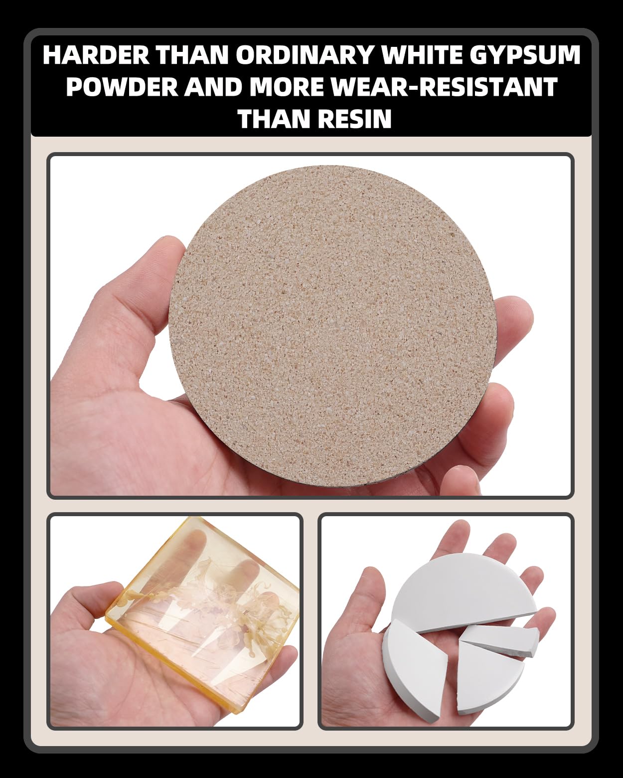 DR·GYPSUM Stone Kit,Eco-Resin Water-Based Casting Material for Concrete DIY Projects, Two-Part Powder Base and Liquid Set, 3kg(5.51Ib Base+1.1Ib Liquid)/Set(Beige)