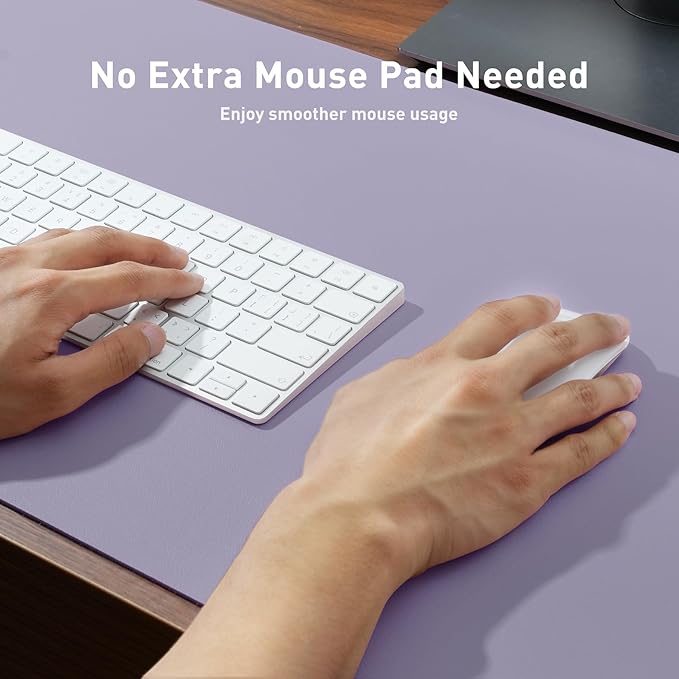 Aothia Leather Desk Pad Protector, Large Mouse Pad, Office Desk Mat, Non-Slip PU Leather Desk Blotter, Laptop Desk Pad, Waterproof Desk Writing Pad for Office and Home (23.6" x 13.7", Lavender)