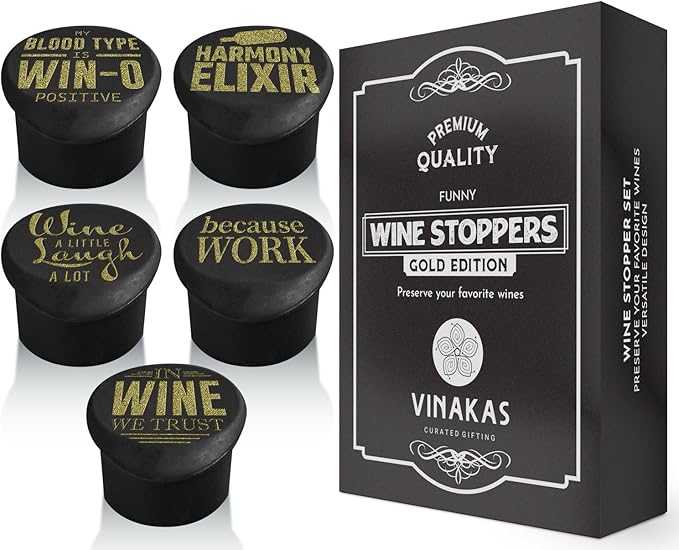Silicone Wine Bottle Stopper Set – Funny Wine Caps, Spill-Proof & Airtight – Wine Unique Gifts for Women, Perfect Gifts for Mom & Wine Lovers