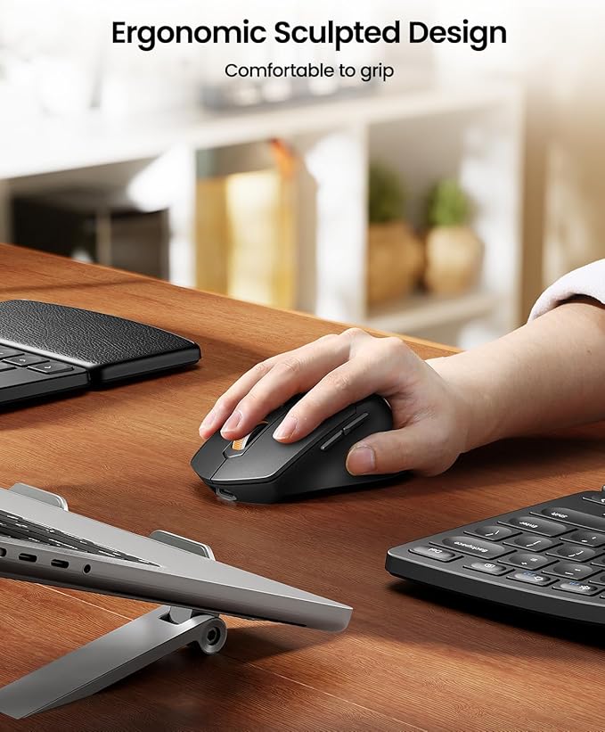 ProtoArc Ergonomic Keyboard Mouse, EKM04 2.4GHz USB Wireless Ergo Keyboard Mouse Combo with Separate Numeric Keypad, Split Design, Hard Wrist Rest, Rechargeable, for Windows Desktop/PC/Laptop