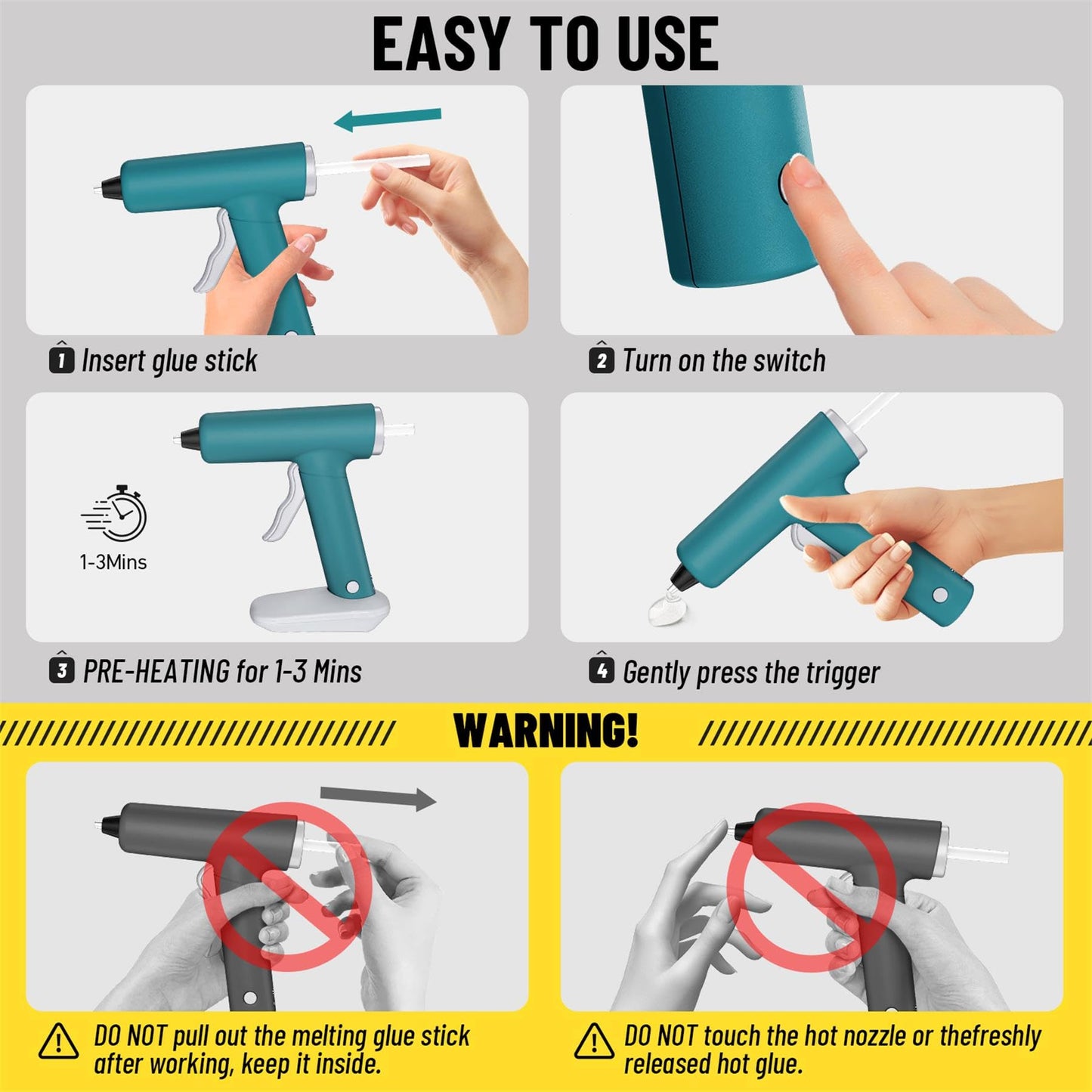 SilhouetteSlice 20W Cordless Hot Glue Gun, Fast Heating Glue Gun and 30pcs Glue Sticks Set, Stable Support Base Ideal for Crafts, DIY Arts, Home Repairs (Blue)