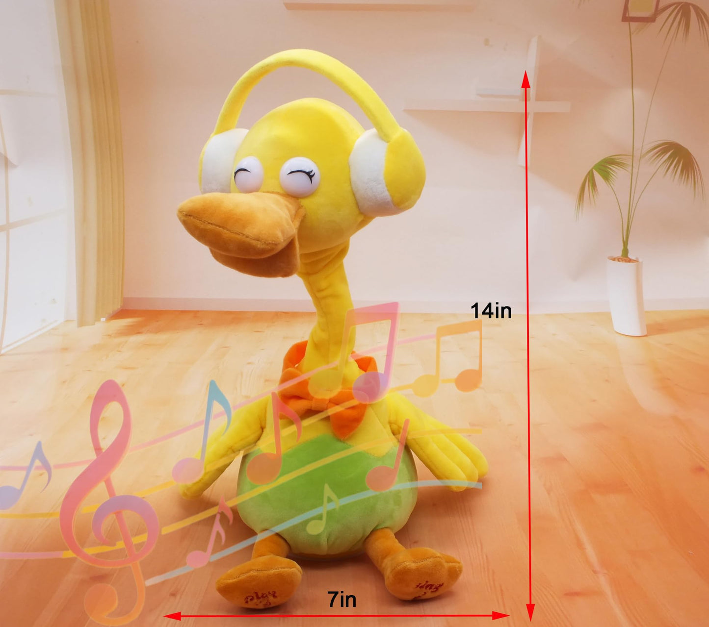 Vincilee Talking Duck, Repeat What You Say, Stuffed Animal Electric Plush Toy, Recording Plush & Interactive Toy, with Twisting Neck and Flapping Wings, for Kids Gift Toys（Headphone Duck Toy）.